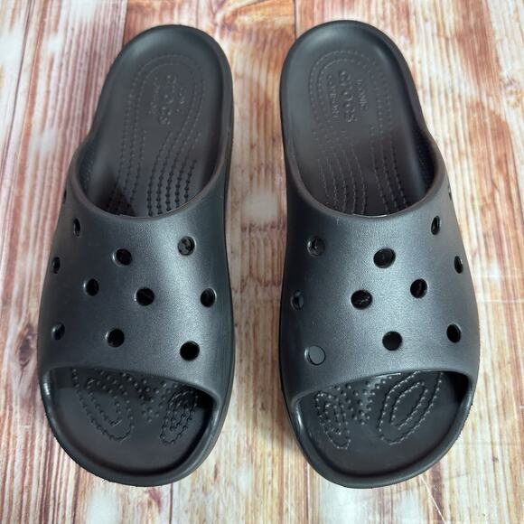 Crocs Classic Platform Wedge Womens Size 6 Black Slide Sandals Open Toe Shoes - Picture 3 of 9